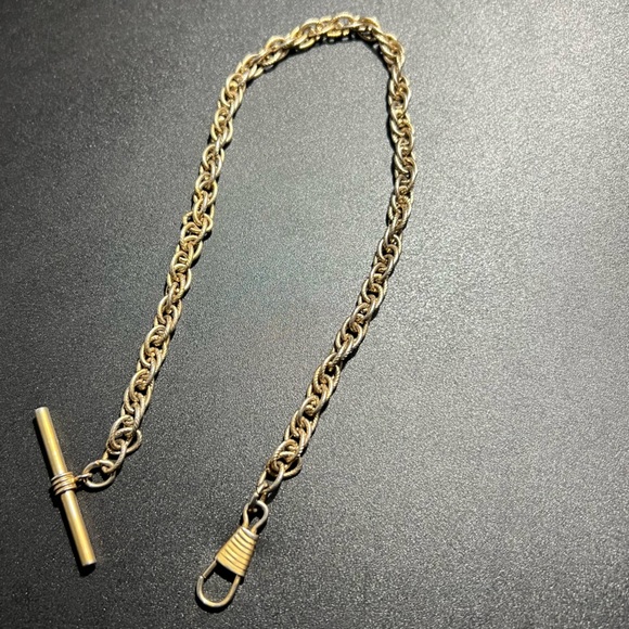 Accessories Antique Pocket Watch Chain T Bar 135 Inch Gold Plated